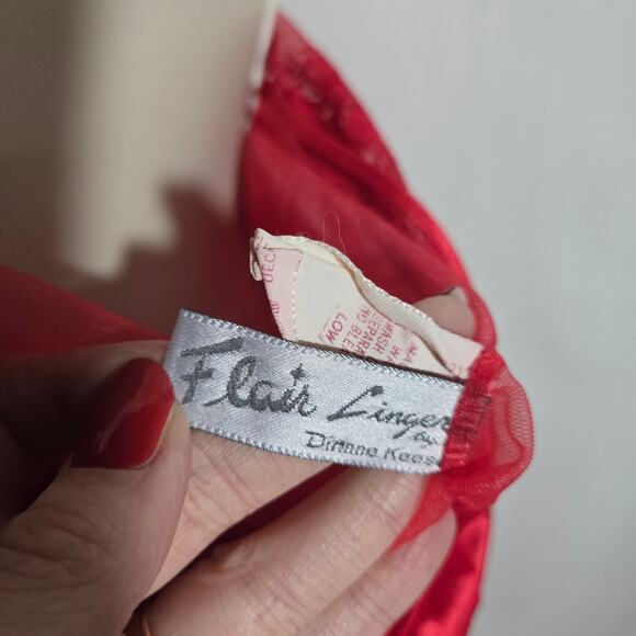 Vtg Flair Lingerie Union Made Maxi Slip Dress Romantic Valentines Lace Large - Picture 5 of 7